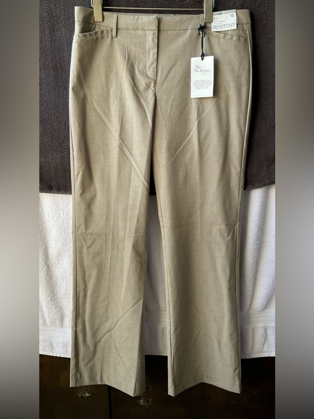 New York & Company Women's Tan Pinstripe Bootcut Pants